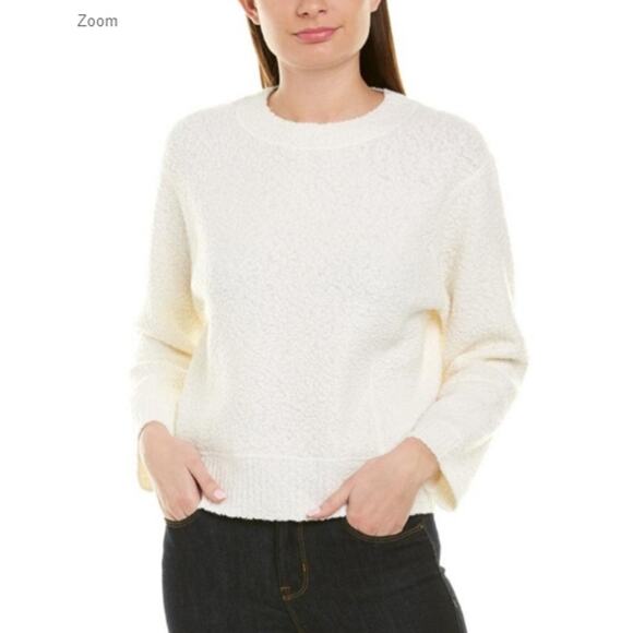 Vince NWT Off White Textured Bouclé Wool Blend Sweater Size XS Piping detail - Picture 1 of 9
